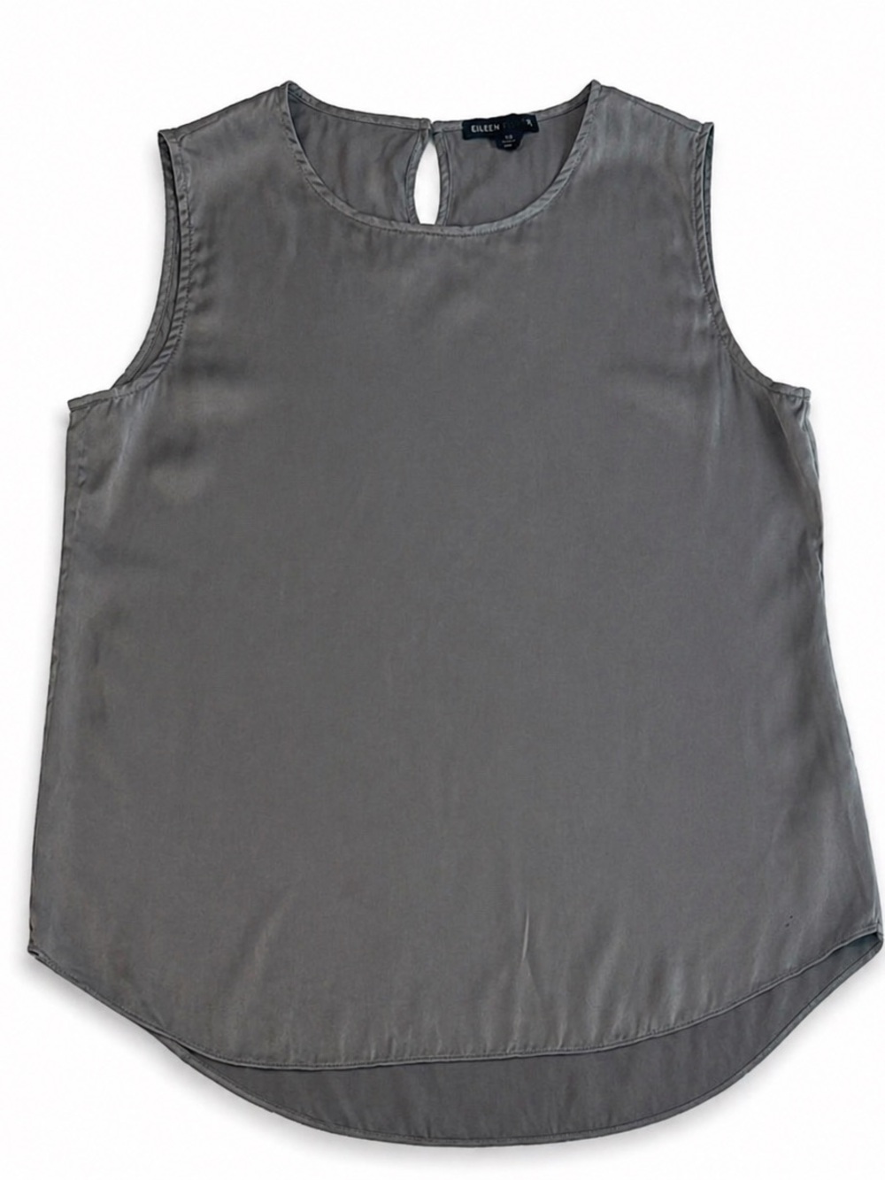 Eileen Fisher Silk Blend Sleeveless Blouse Gray Keyhole Back XS